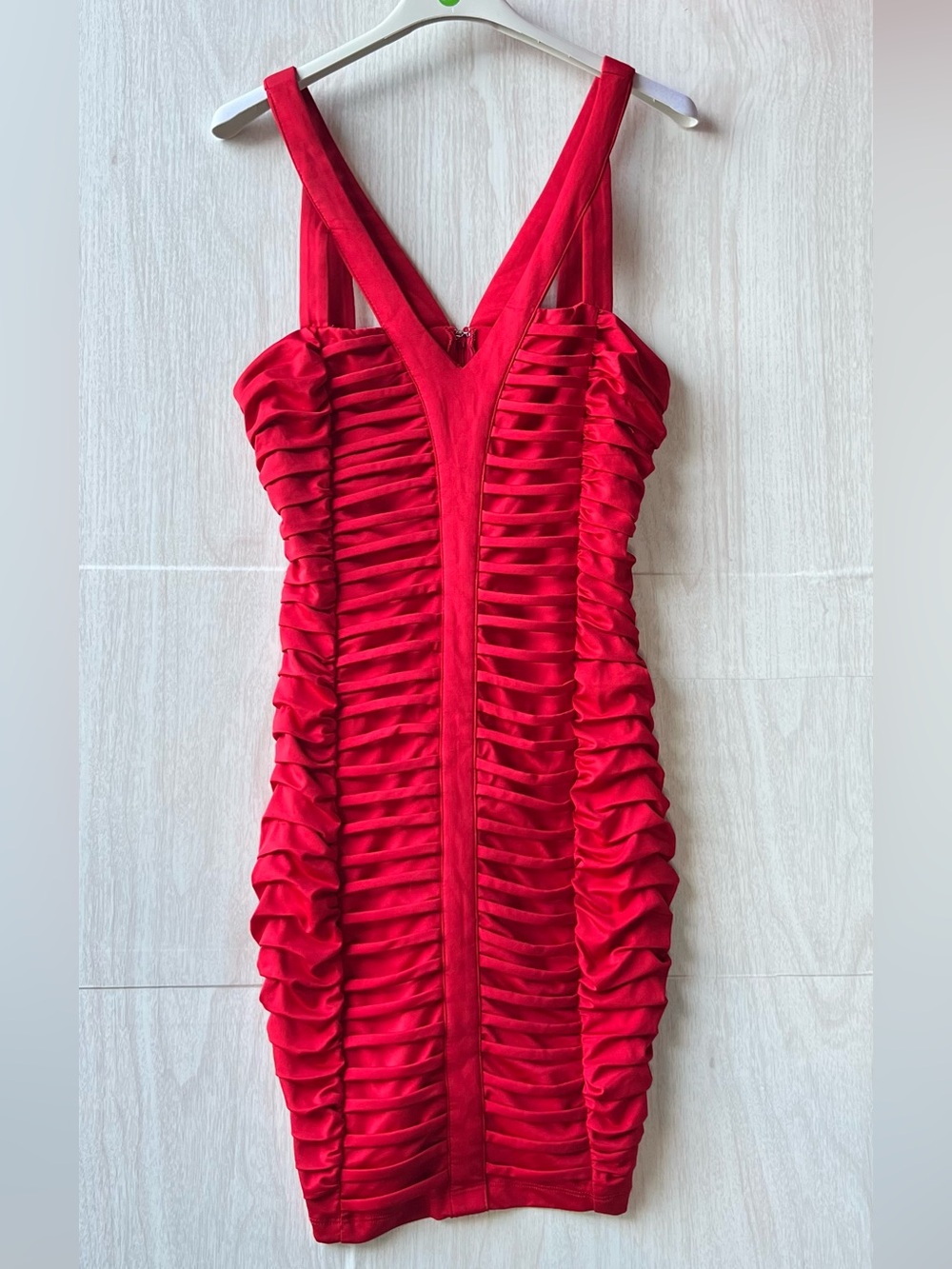 Red Ruched Bodycon Dress - Women